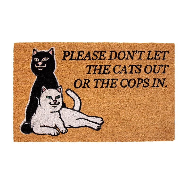 Brown Ripndip Don\'t Let The Cops In Door Mat Accessories | USAWY2131