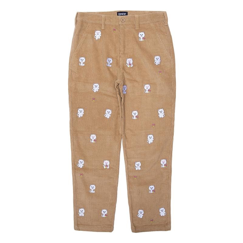 Brown Ripndip Hello Nermy Corduroy Embroidered Pants | USACE2590