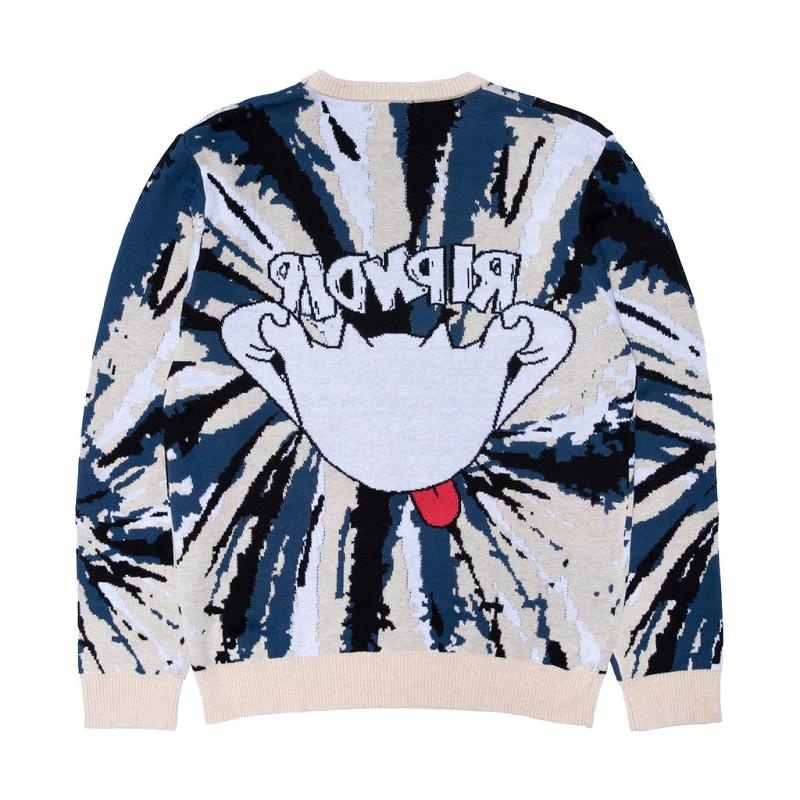 Cream / Navy Ripndip Big Smile Knit Sweaters | USASO2858