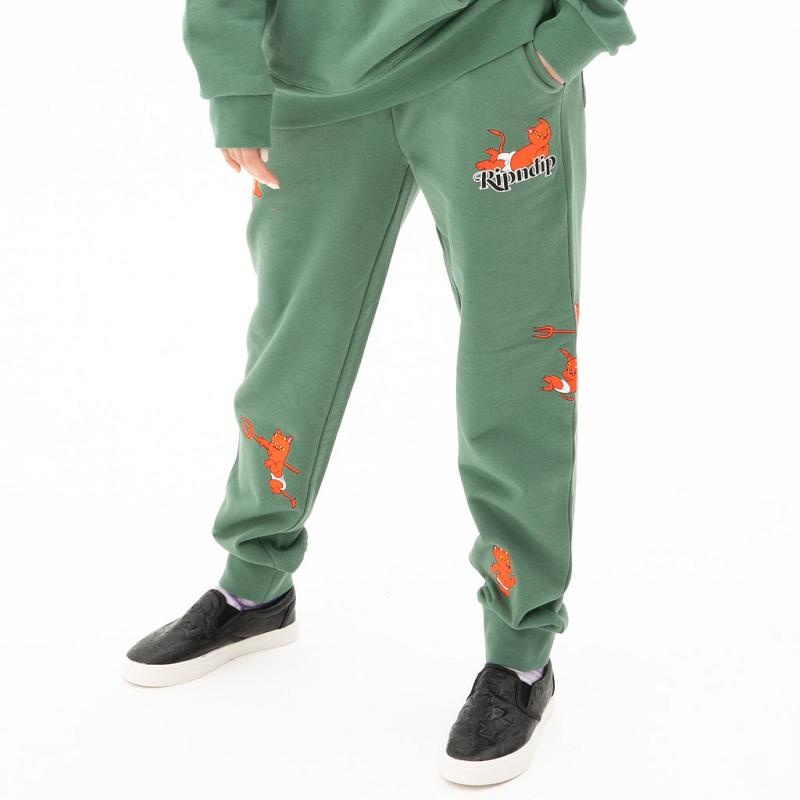 Dark Olive Ripndip Devil Babies Sweatpants | USASO2884