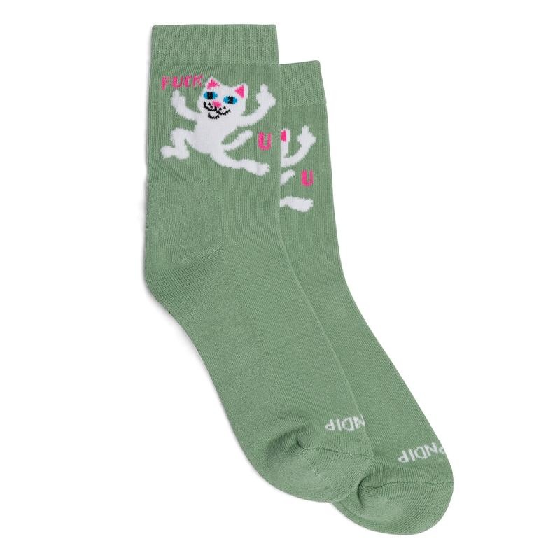 Deep Green Ripndip F U Mid Socks | USAZG2358