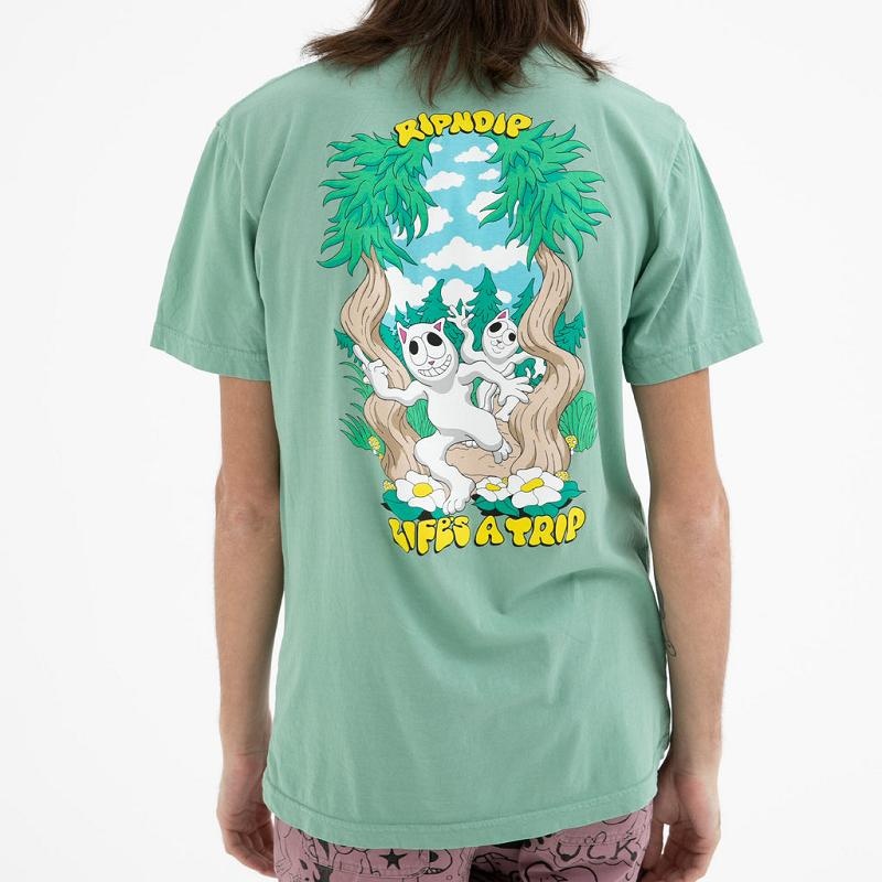 Deep Green Ripndip Lifes A Trip Shirts | USAEX2751