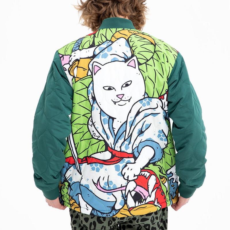 Deep Green Ripndip Nermurari Warrior Quilted Bomber Jackets | USAUT2501