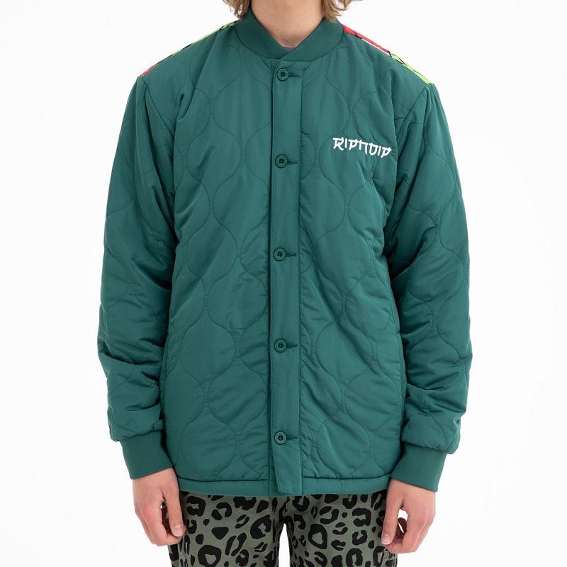 Deep Green Ripndip Nermurari Warrior Quilted Bomber Jackets | USAUT2501