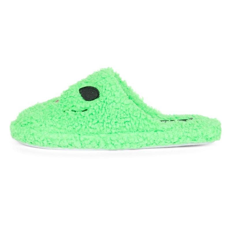 Green Ripndip Alien Face Fuzzy House Shoes | USAVD2970