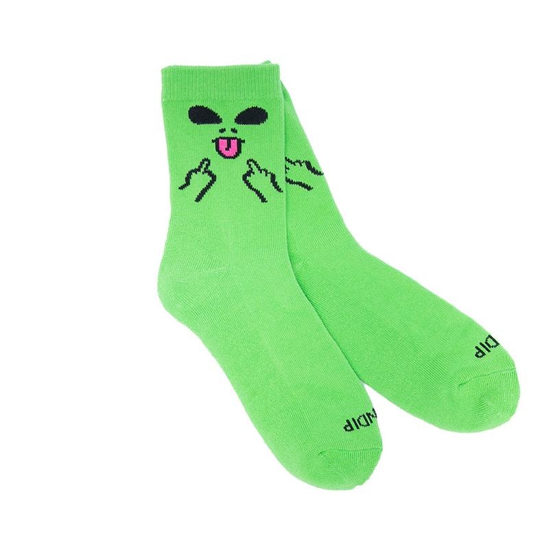 Green Ripndip Alien Face Mid Socks | USAQZ2351