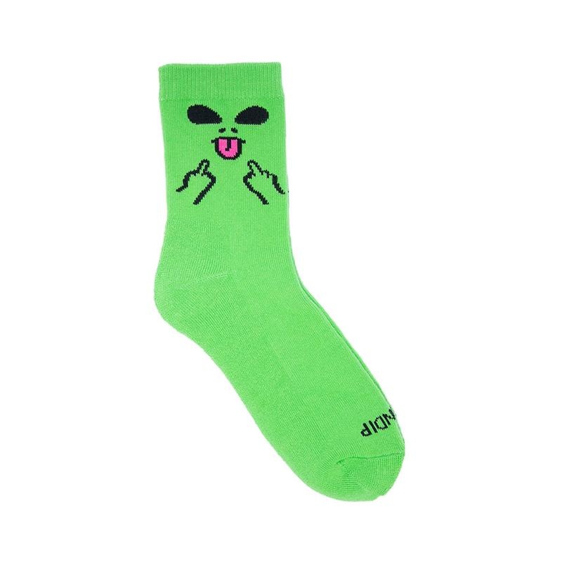 Green Ripndip Alien Face Mid Socks | USAQZ2351