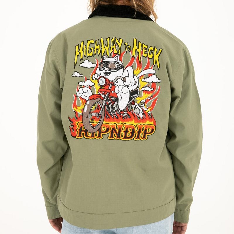 Green Ripndip Highway To Heck Work Jackets | USAXF2513