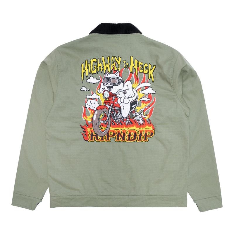 Green Ripndip Highway To Heck Work Jackets | USAXF2513