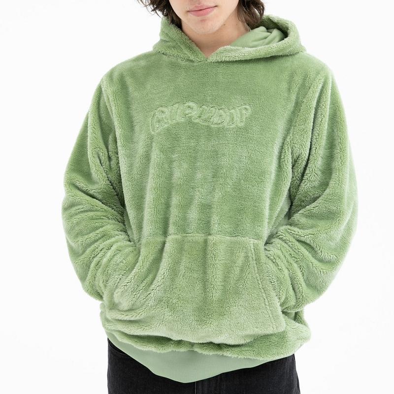 Green Ripndip Waves Sherpa Hoodie | USASO2470