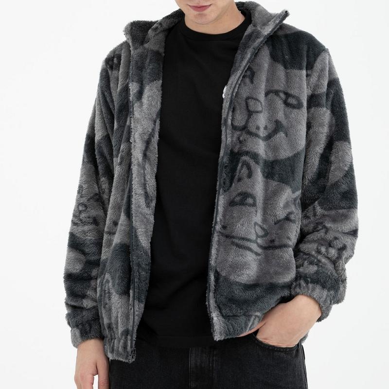 Grey Ripndip Many Faces Sherpa Jackets | USAIS2526