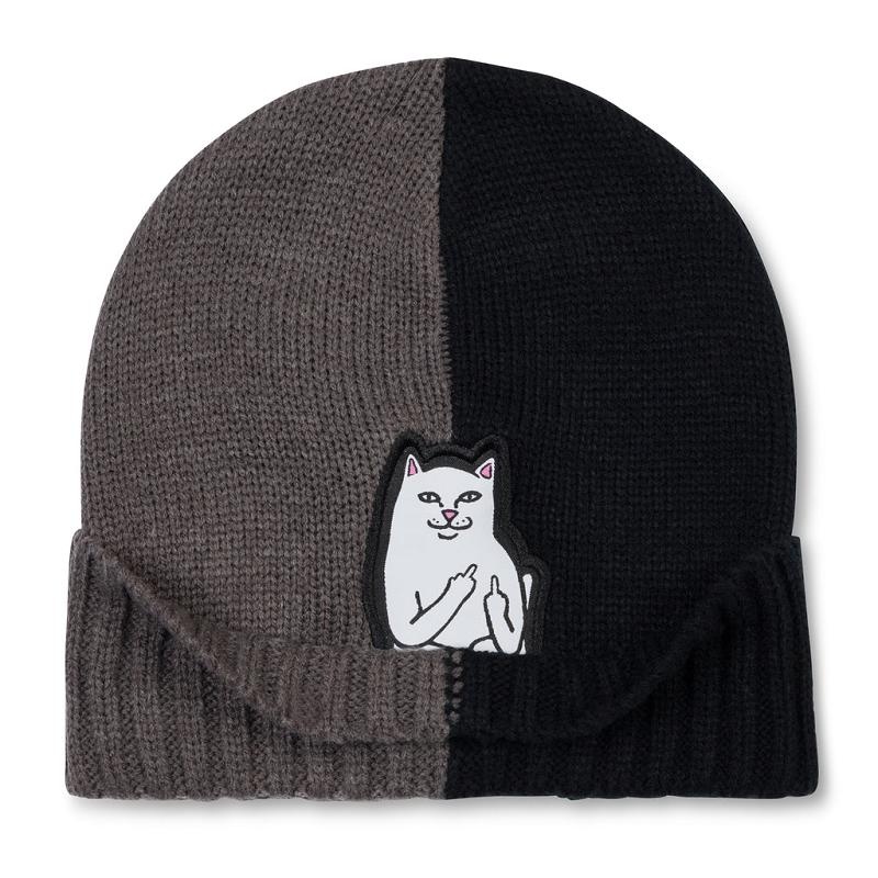 Grey / Black Ripndip Lord Nermal Split Beanie | USAPQ2913