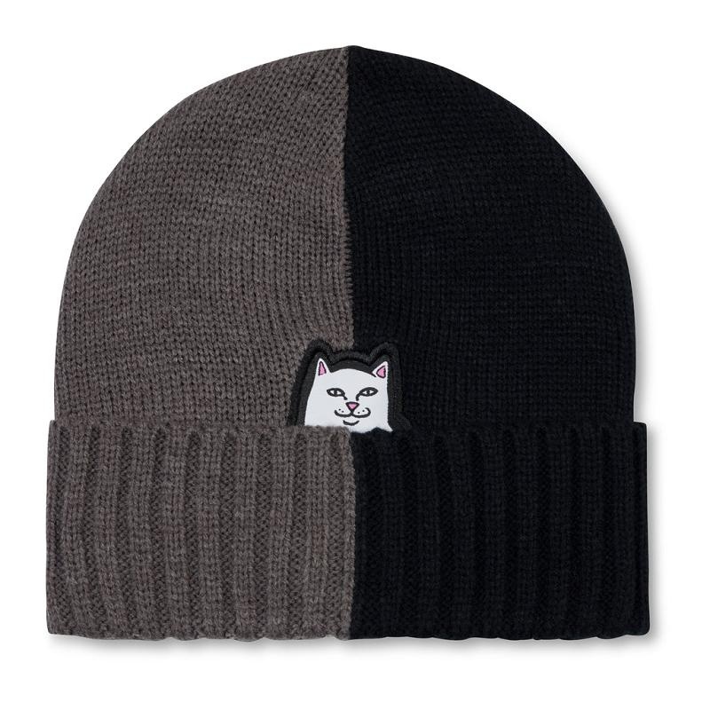 Grey / Black Ripndip Lord Nermal Split Beanie | USAPQ2913