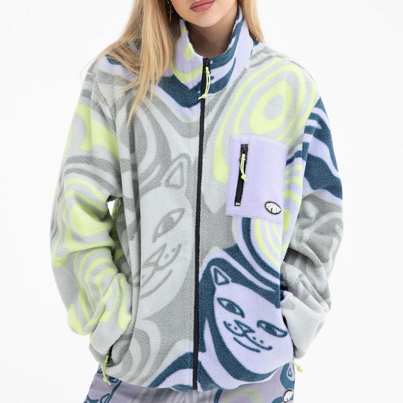 Grey / Lavender Ripndip Hypnotic Polar Fleece Jackets | USAYU2502