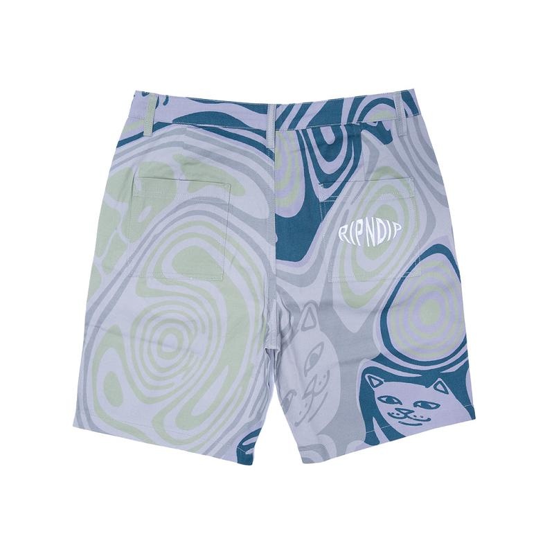 Grey / Lavender Ripndip Hypnotic Twill Shorts | USADN2812