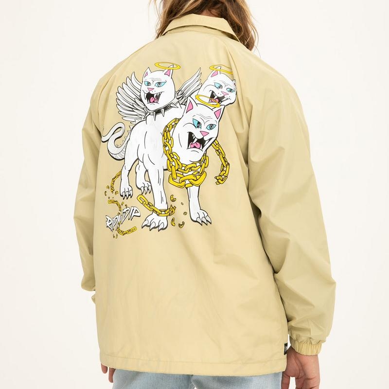 Khaki Ripndip 3 Heads Coach Jackets | USAVD2511