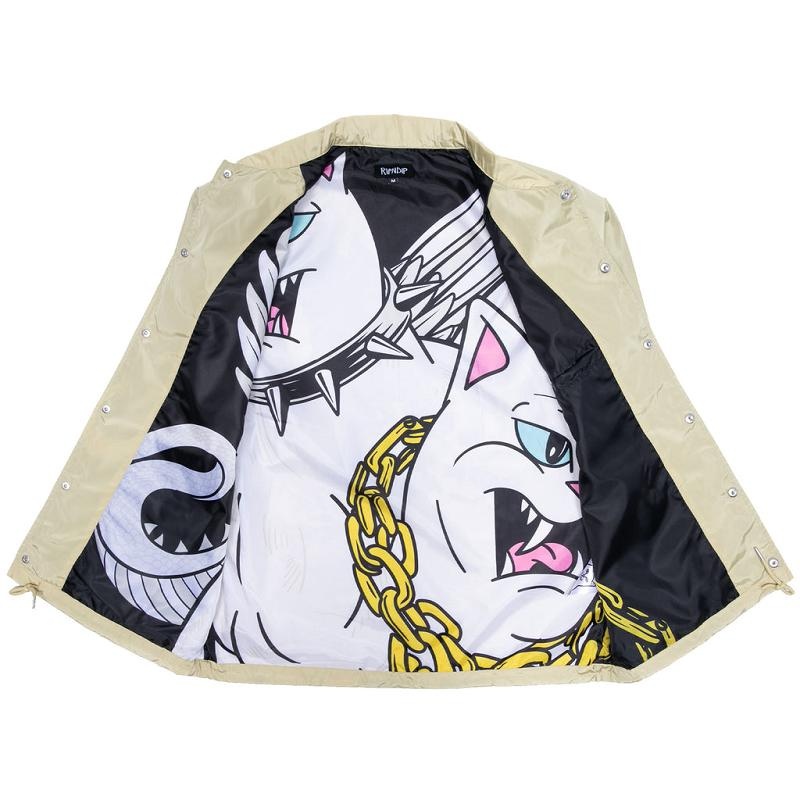 Khaki Ripndip 3 Heads Coach Jackets | USAVD2511