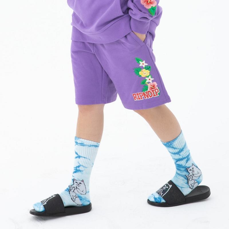 Lavender Ripndip Aloha Nerm Sweat Shorts | USAZG2831