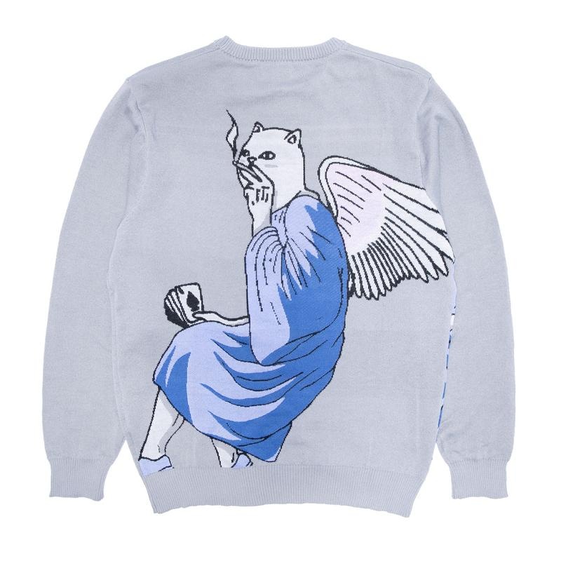 Light Blue Ripndip Heaven And Hell Knit Sweaters | USADN2857