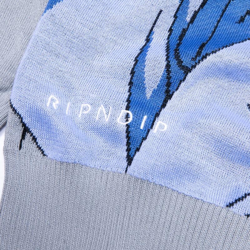 Light Blue Ripndip Heaven And Hell Knit Sweaters | USADN2857