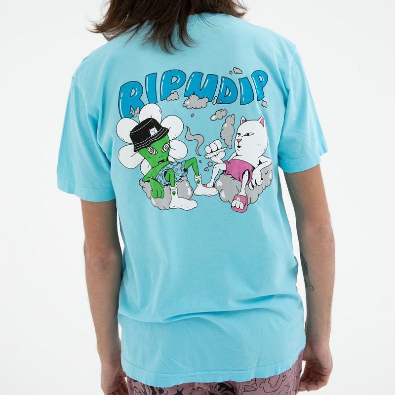 Light Blue Ripndip Relaxed Shirts | USALH2735