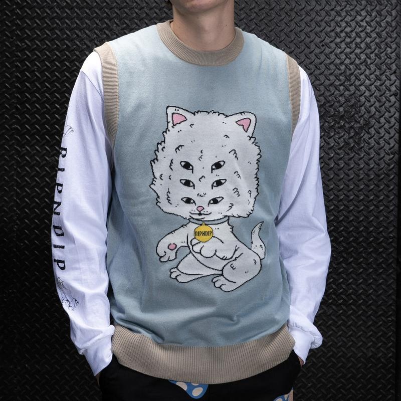 Light Ripndip Big Head Knit Vest Sweaters | USAQZ2869