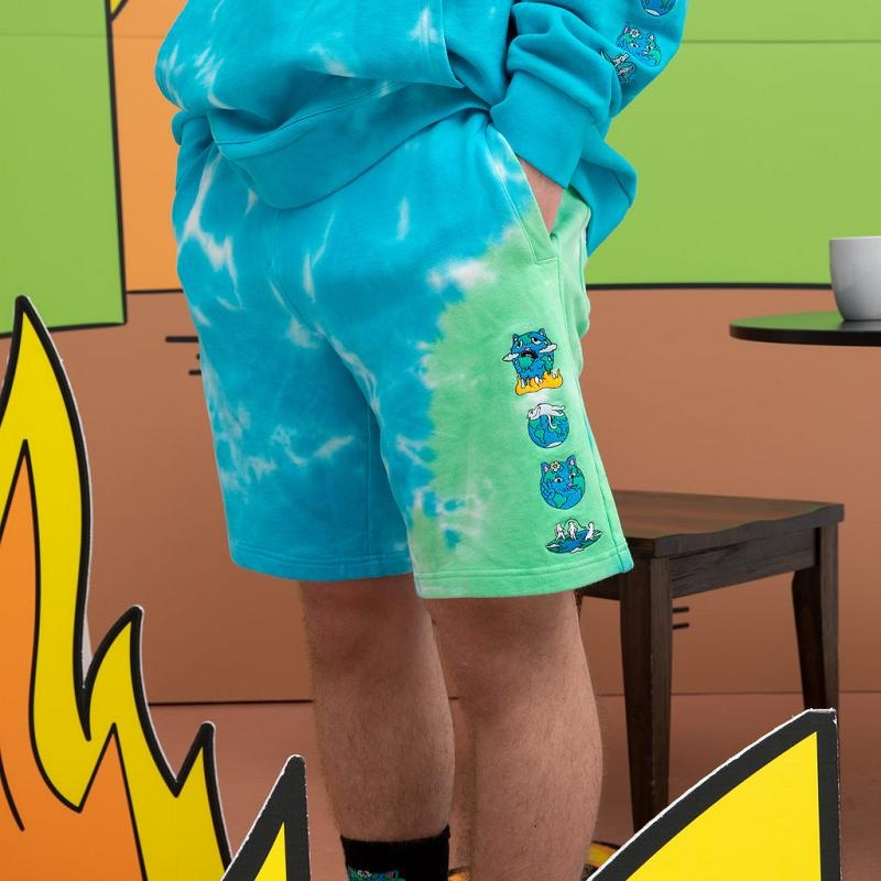 Light Turquoise / Green Ripndip Save the World Sweat Shorts | USAGL2810