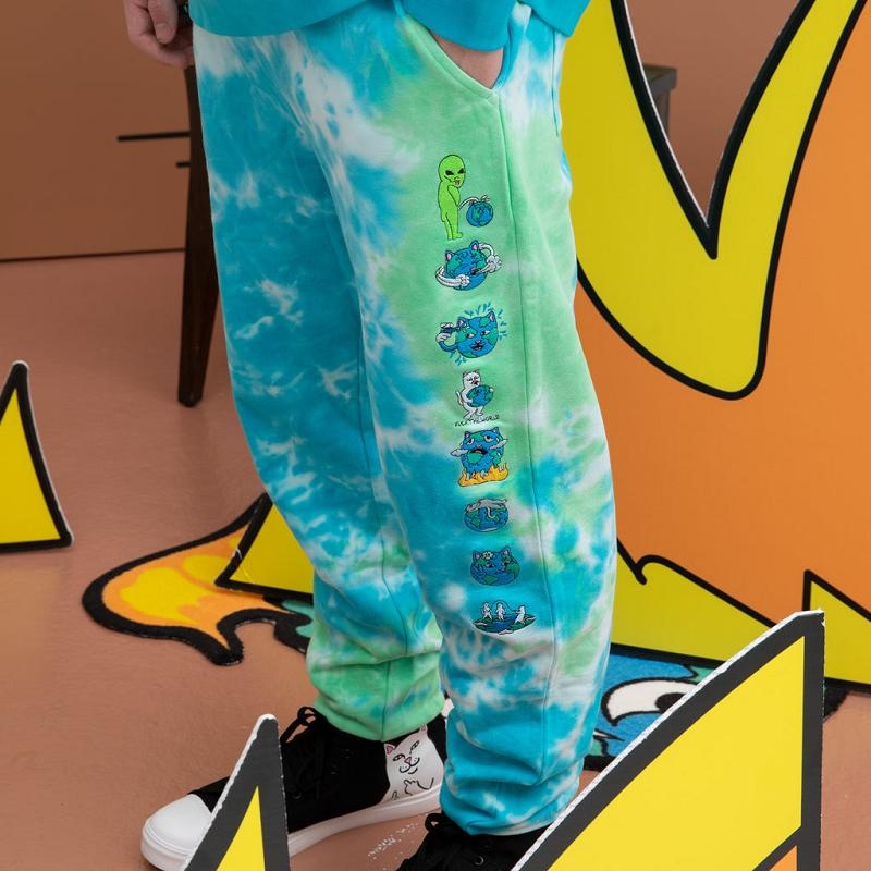 Light Turquoise / Green Ripndip Save the World Embroidered Sweatpants | USAJJ2879