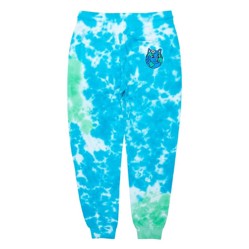 Light Turquoise / Green Ripndip Save the World Embroidered Sweatpants | USAJJ2879