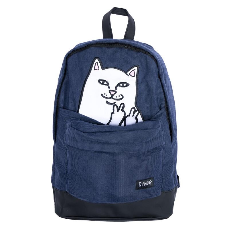 Navy Ripndip Lord Nermal Velcro Hands Corduroy Backpacks | USAWY2261