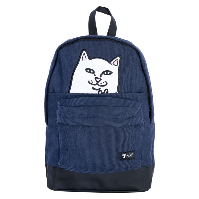 Navy Ripndip Lord Nermal Velcro Hands Corduroy Backpacks | USAWY2261