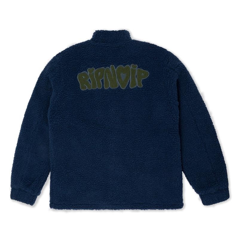 Navy Ripndip Love N Dip Sherpa Jackets | USAMA2534