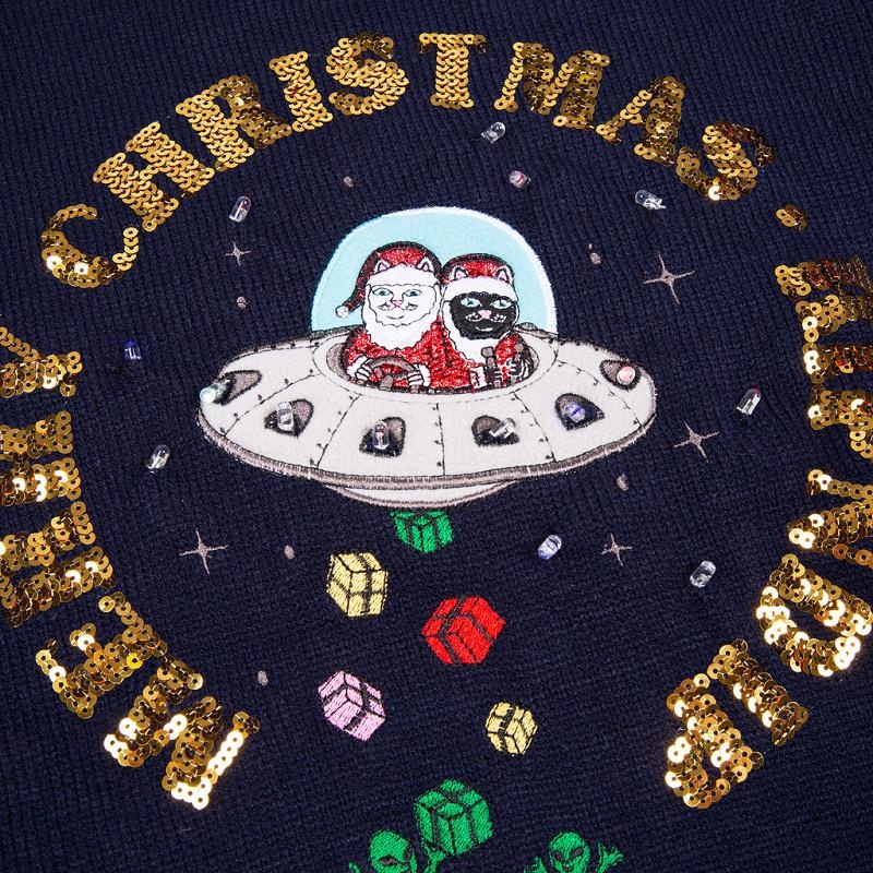 Navy Ripndip Merry Litmas Light Up Sweaters | USANB2853