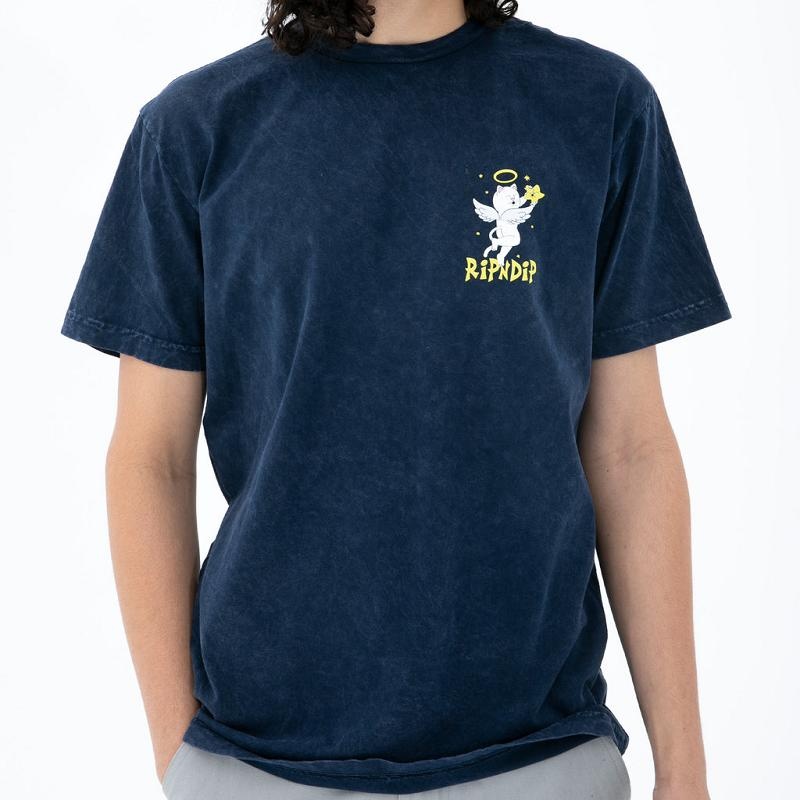 Navy Wash Ripndip Lullaby Shirts | USAYU2704