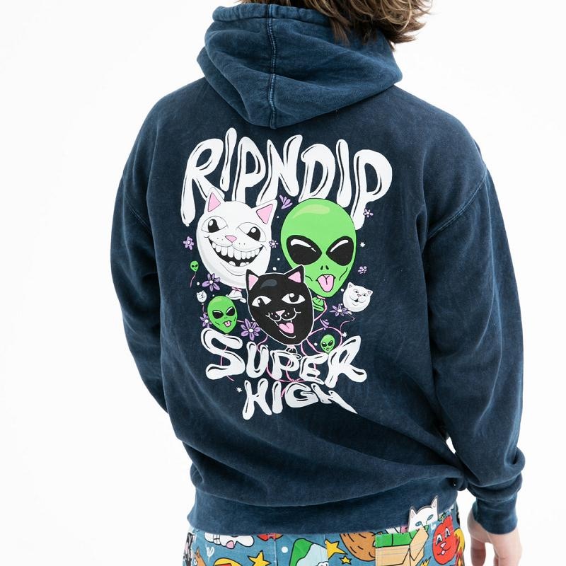 Navy Wash Ripndip Super High Hoodie | USAJJ2465