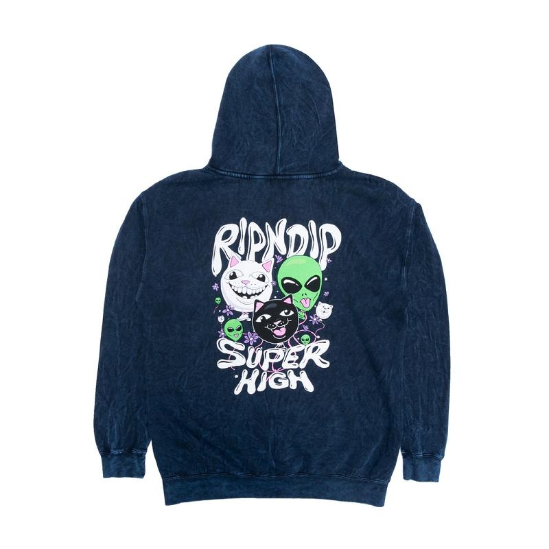 Navy Wash Ripndip Super High Hoodie | USAJJ2465