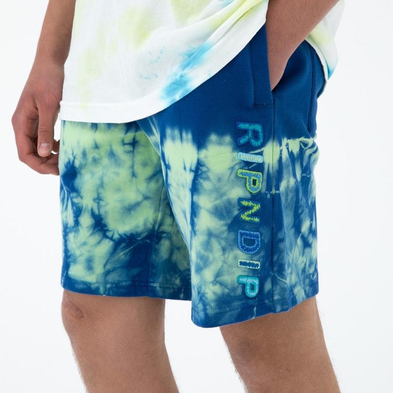 Navy / Green Ripndip Prisma Sweat Shorts | USARW2795