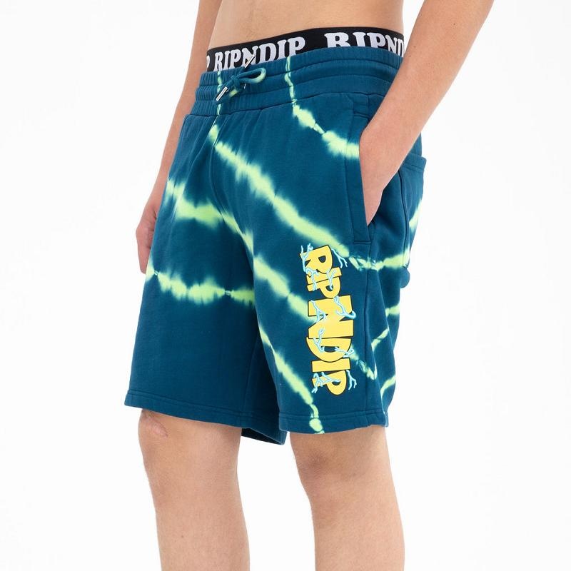 Navy / Green Ripndip Super Sanerm Sweat Shorts | USAAP2814