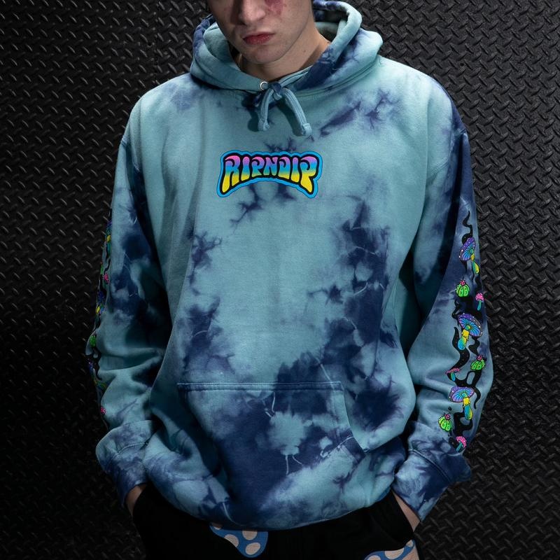 Navy / Light Turquoise Wash Ripndip Psychedelic Garden Hoodie | USAFM2494