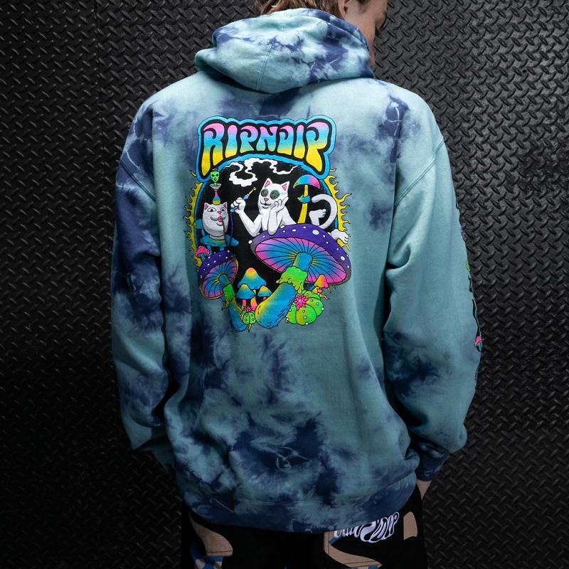 Navy / Light Turquoise Wash Ripndip Psychedelic Garden Hoodie | USAFM2494