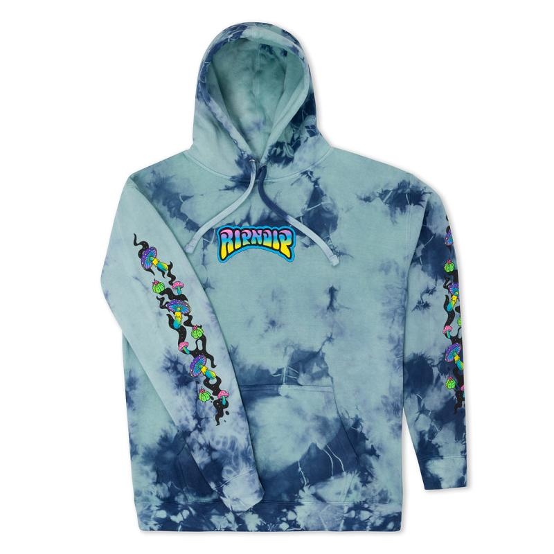 Navy / Light Turquoise Wash Ripndip Psychedelic Garden Hoodie | USAFM2494