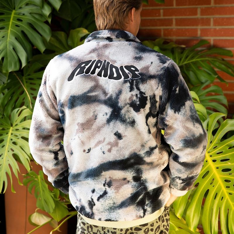 Navy / Purple Ripndip Warped Tie Dye Sherpa Jackets | USARW2504