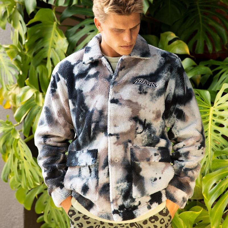 Navy / Purple Ripndip Warped Tie Dye Sherpa Jackets | USARW2504