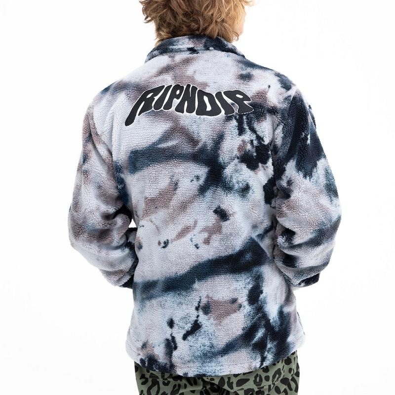 Navy / Purple Ripndip Warped Tie Dye Sherpa Jackets | USARW2504