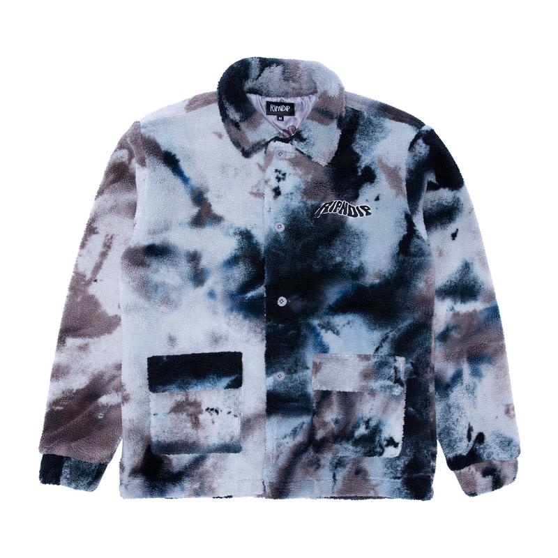 Navy / Purple Ripndip Warped Tie Dye Sherpa Jackets | USARW2504