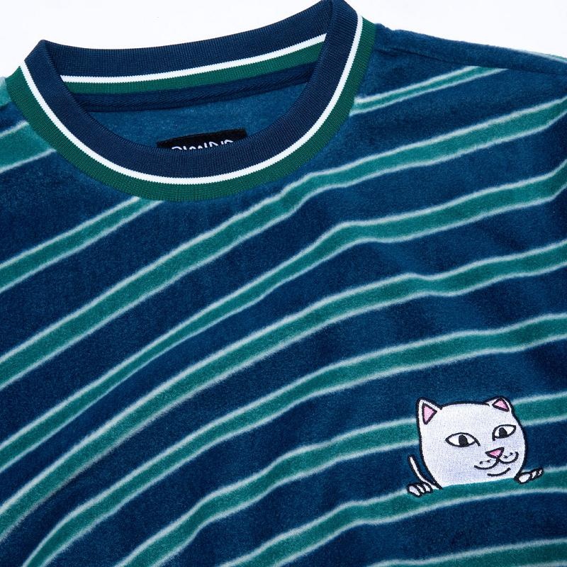 Navy / Turquoise Ripndip Dizzy Nermal Polar Fleece Crewneck Hoodie | USAAP2393