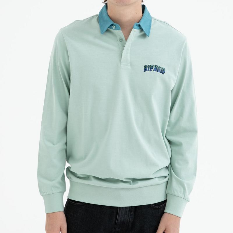 Olive Ripndip Team Spirit Long Sleeve Rugby Sweaters | USAOR2861