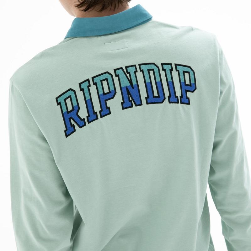 Olive Ripndip Team Spirit Long Sleeve Rugby Sweaters | USAOR2861