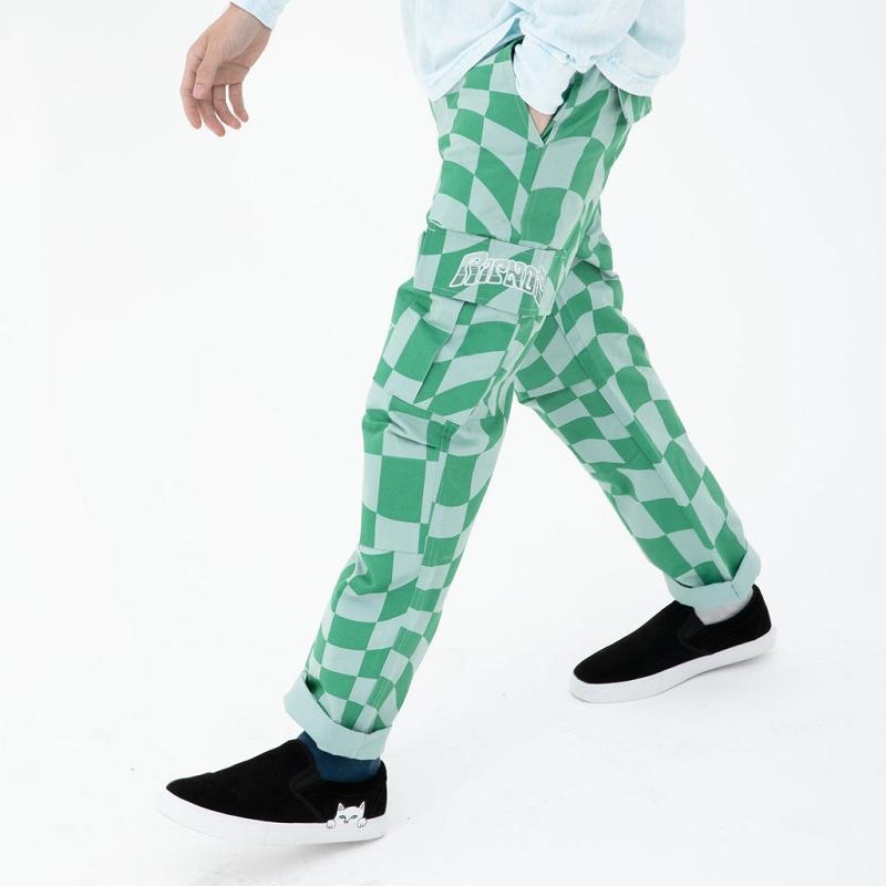 Olive / Deep Green Ripndip Checked Cargo Pants | USAMA2612