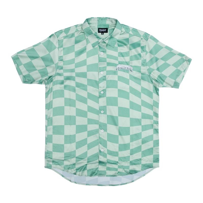 Olive / Deep Green Ripndip Checked Short Sleeve Button Up T Shirts | USAEX2893